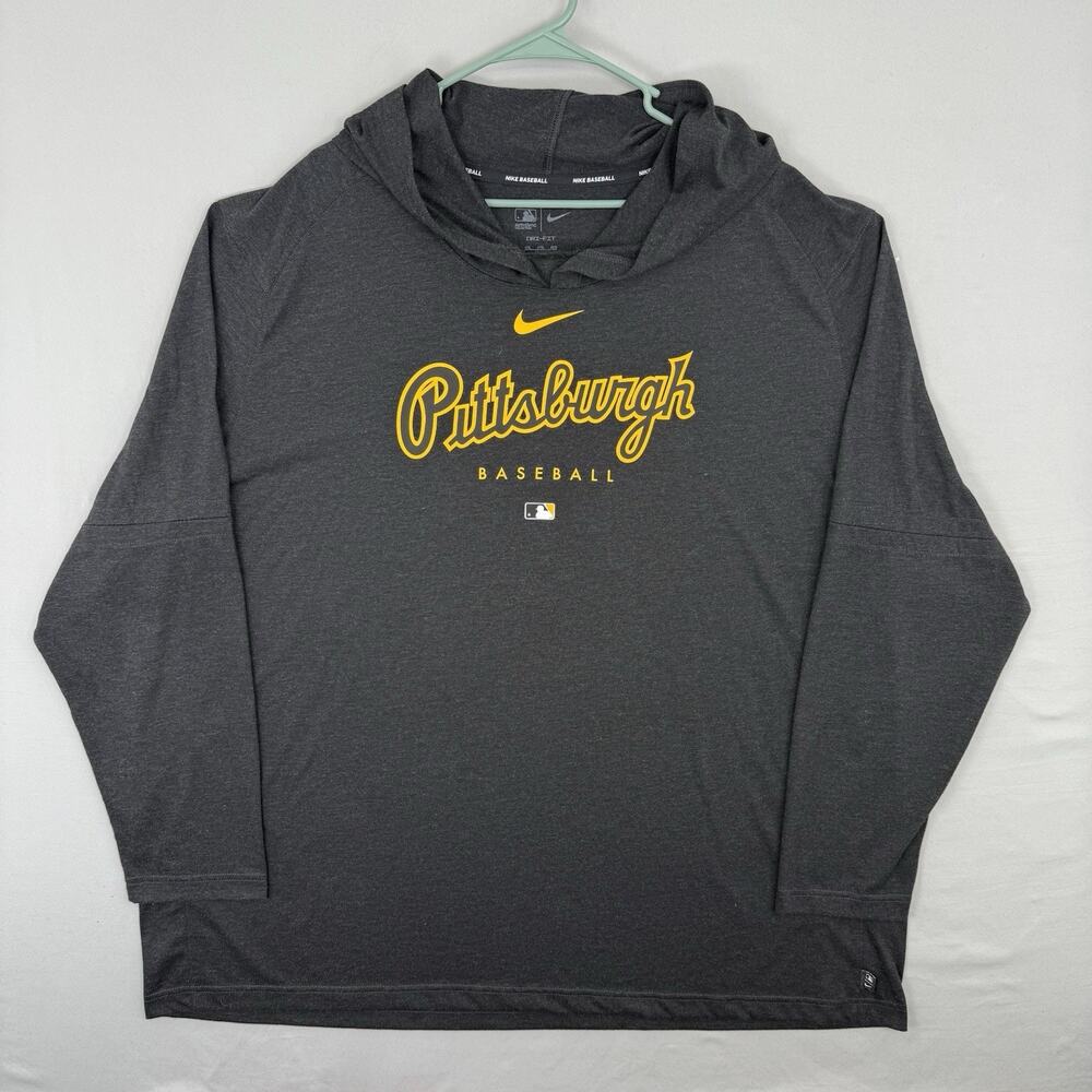 NIKE BASEBALL Men's MLB Pittsburgh Pirates Dri-Fit Hooded Shirt Size 4XL